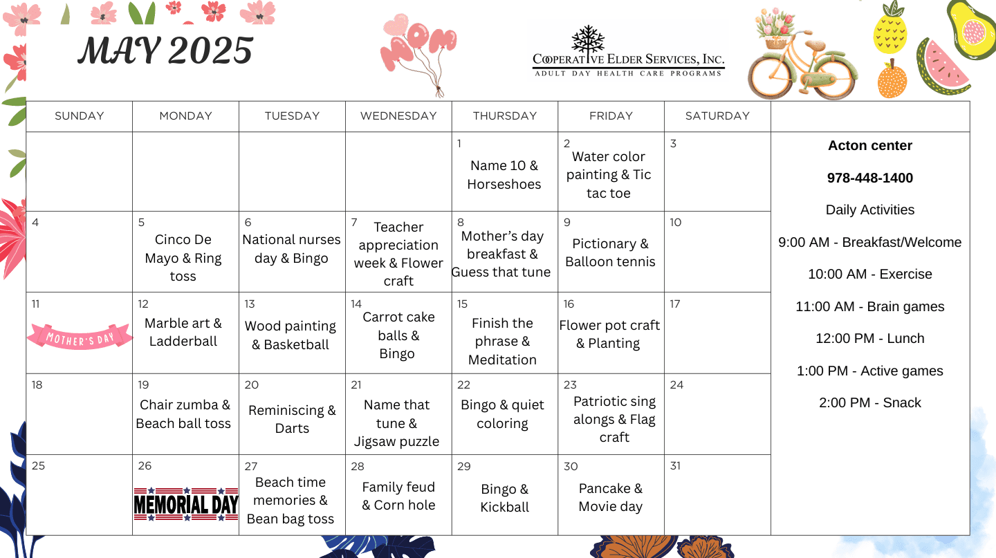 CESI Acton - Activity Schedule & Lunch Menu - Cooperative Elder ...